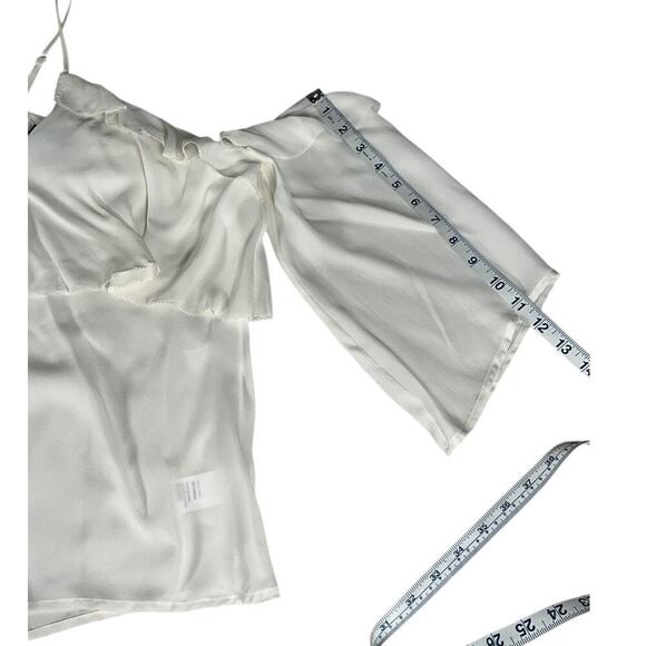 Paige 100% Silk Luciana Top in White Size Small Off Shoulder Sleeve Boho Halter - Picture 13 of 15